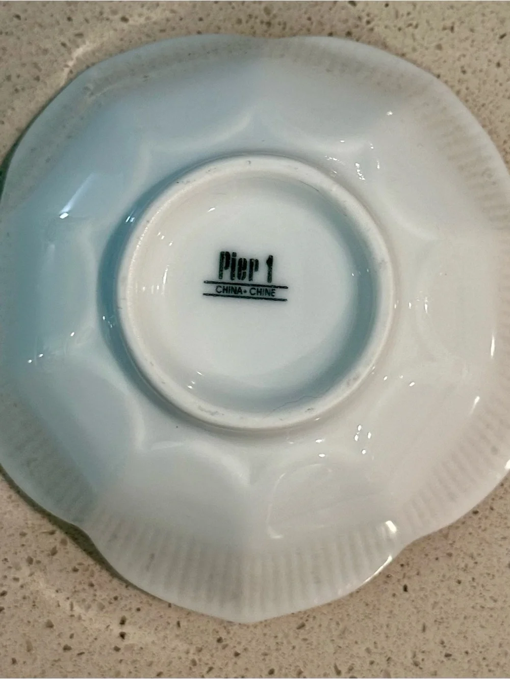 Pier 1 White Floral Scalloped Ceramic Bowl